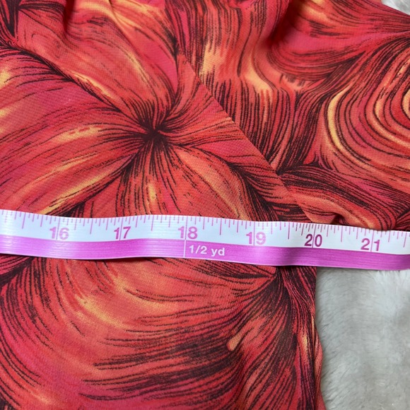 Oxford Regent One Button Button Womens Large Red Floral Abstract Pattern Sheer - Picture 10 of 12